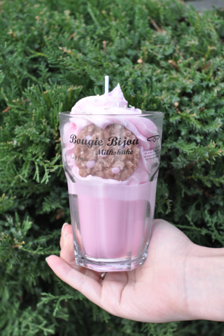 Peau d'âne Bougie Milkshake Strass Lait Fraise