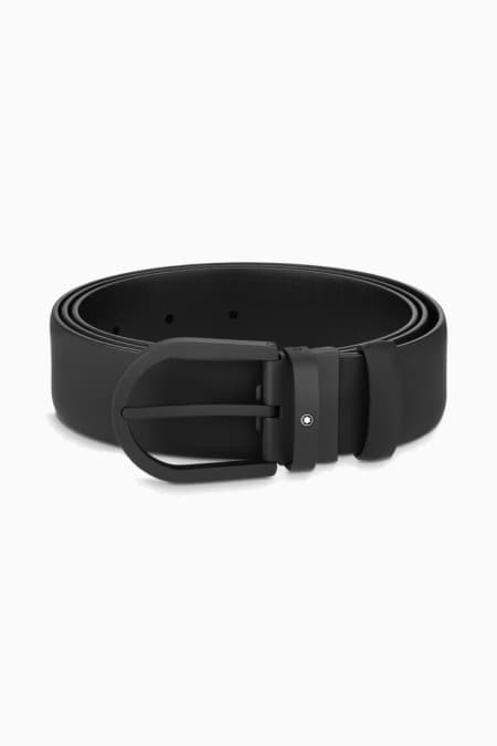 Montblanc Ceinture Boucle Fer à cheval Noir matte