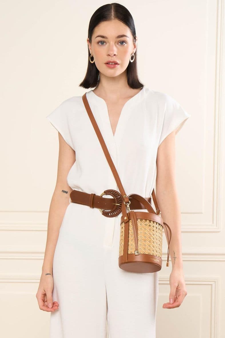 Petit Sac Seau Lancaster Cannage Rotin 480-110 Camel