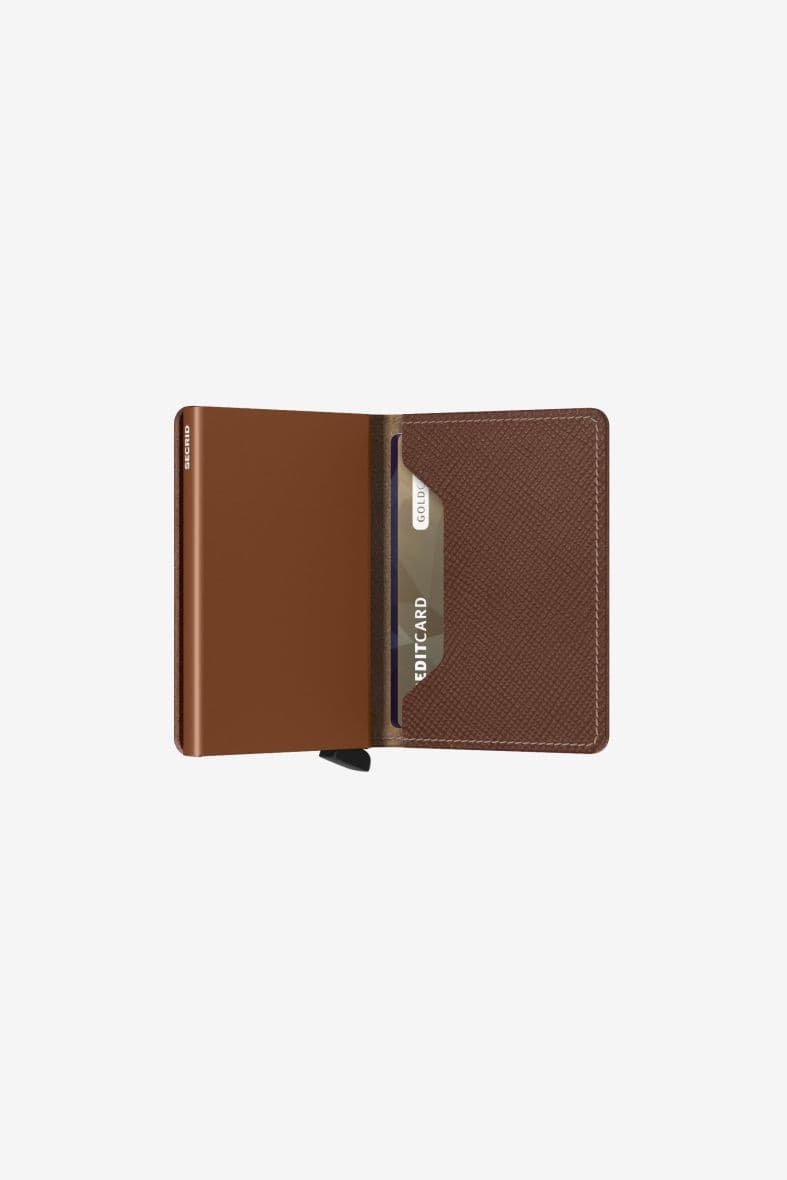 SECRID Slimwallet Saffiano Caramel — vue 3