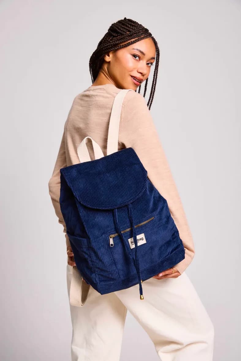 Hindbag Eliot velours marine — vue 1