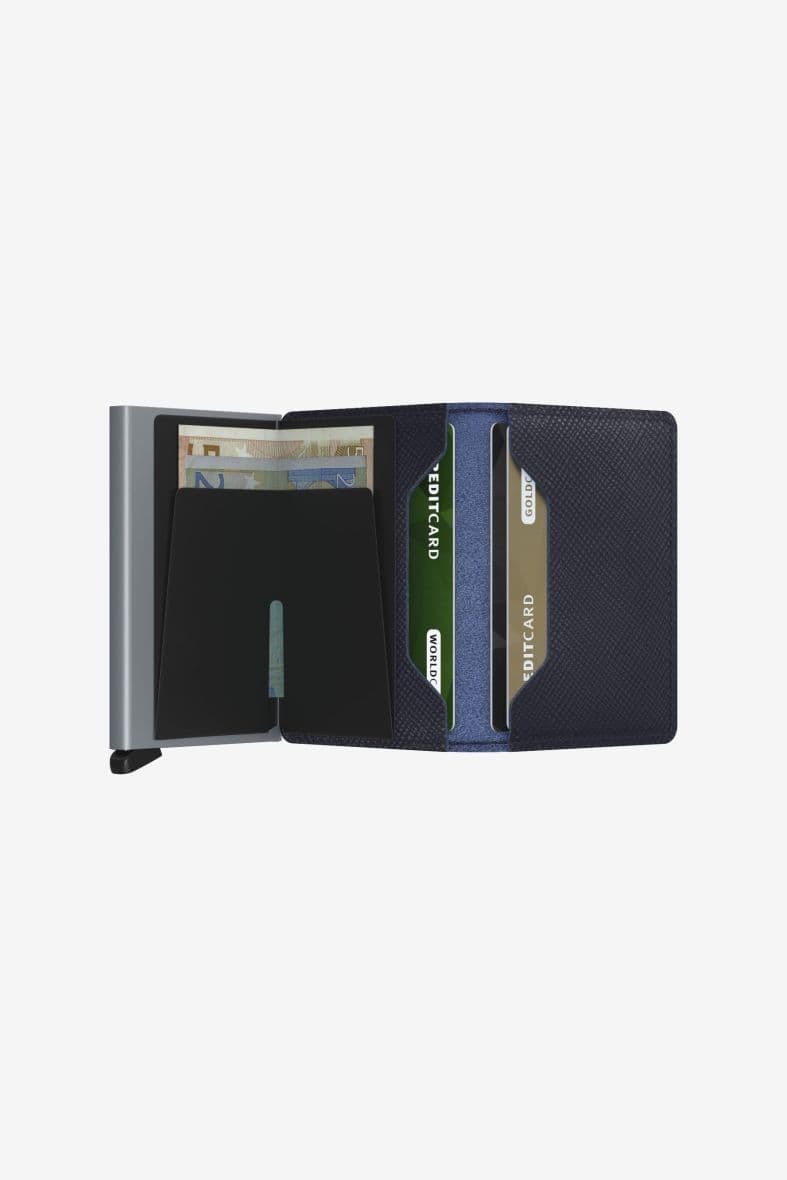 SECRID Slimwallet Saffiano Navy — vue 4