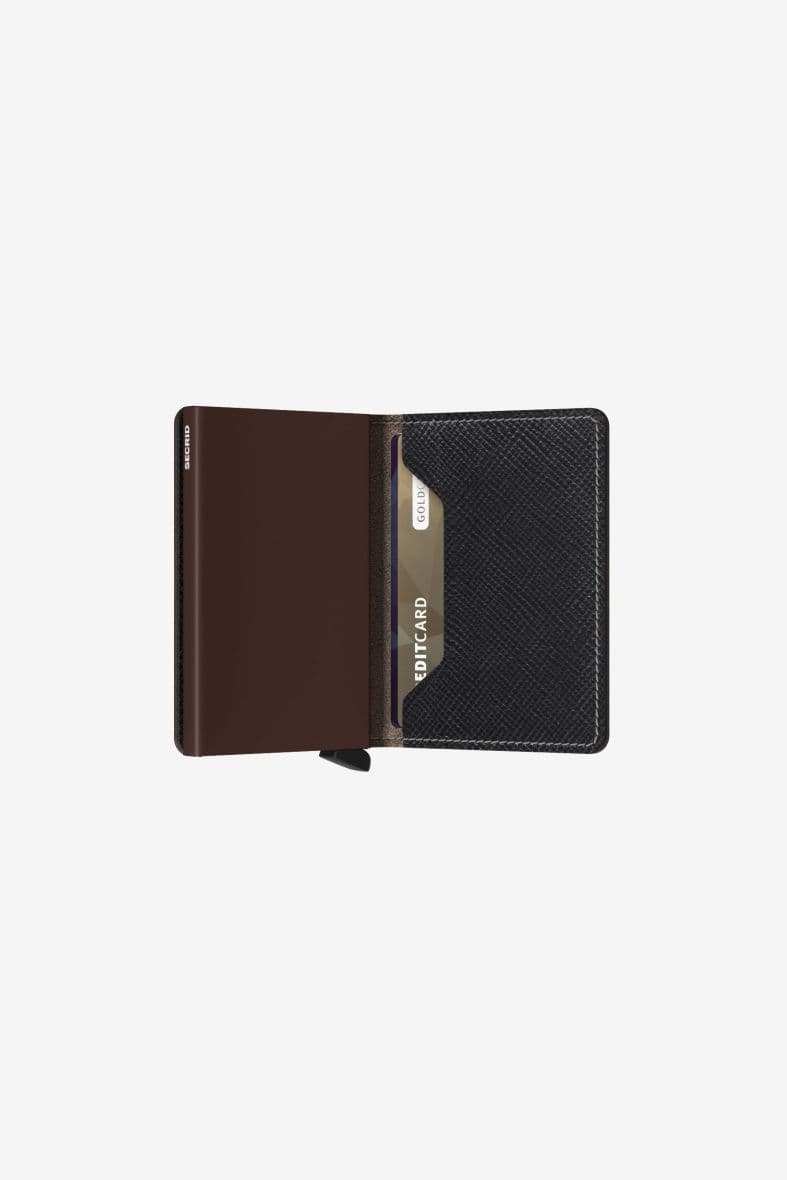 SECRID Slimwallet Saffiano Brown — vue 3