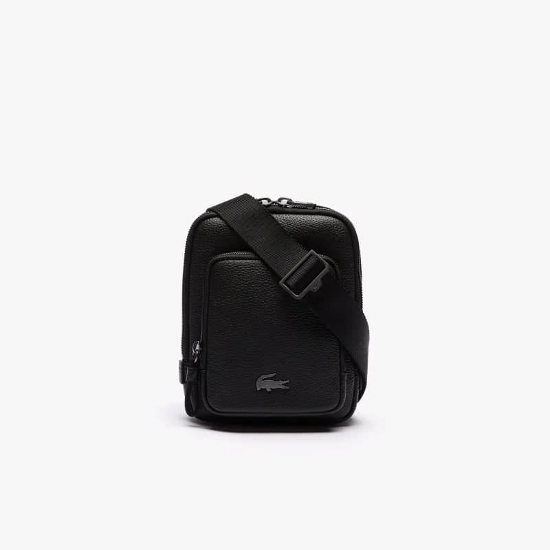Lacoste Petite sacoche plate Soft Mate croisée en cuir grainé mat — vue 1