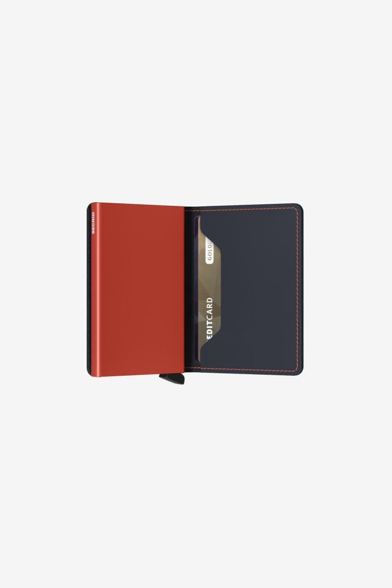 SECRID Slimwallet Matte Nightblue & Orange — vue 3