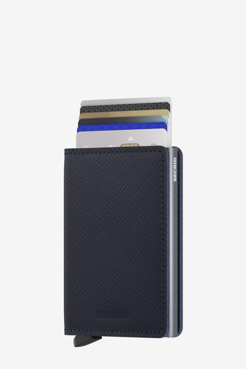 SECRID Slimwallet Saffiano Navy — vue 5