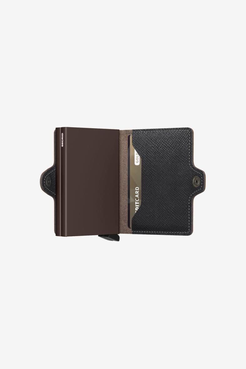 SECRID Twinwallet Saffiano Brown — vue 3