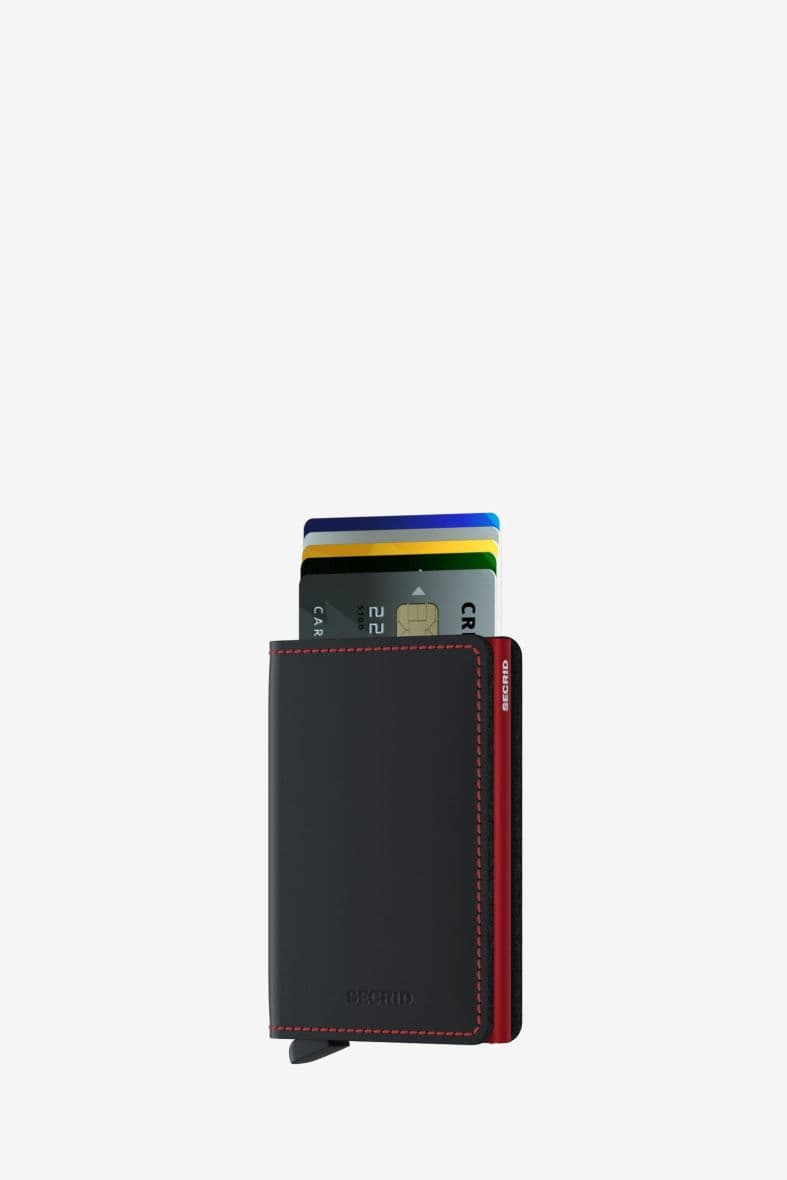 SECRID SLIMWALLET MATTE BLACK & RED — vue 3