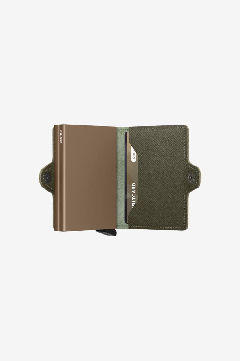 SECRID Twinwallet Saffiano Olive — vue 3
