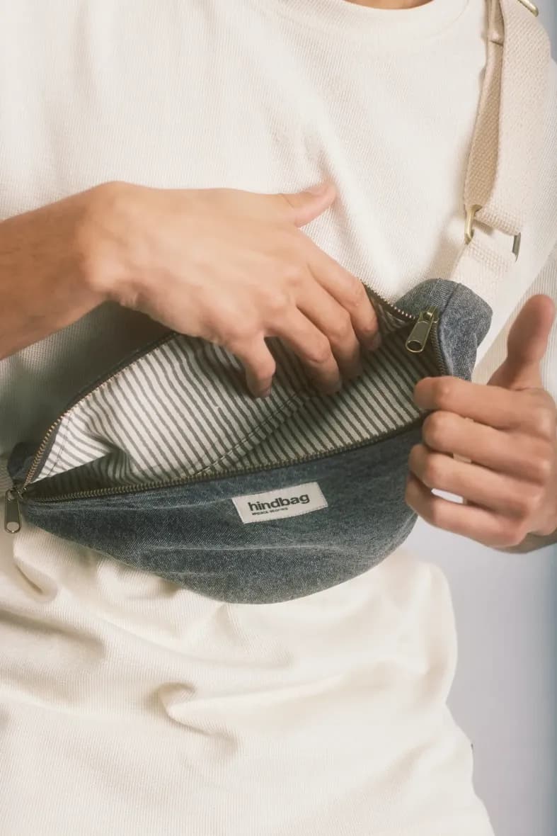 Hindbag Olivia Denim Gris — vue 3
