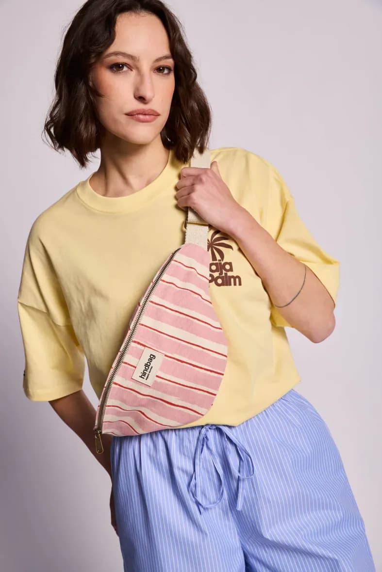 Hindbag Olivia rayures rouge et rose — vue 1