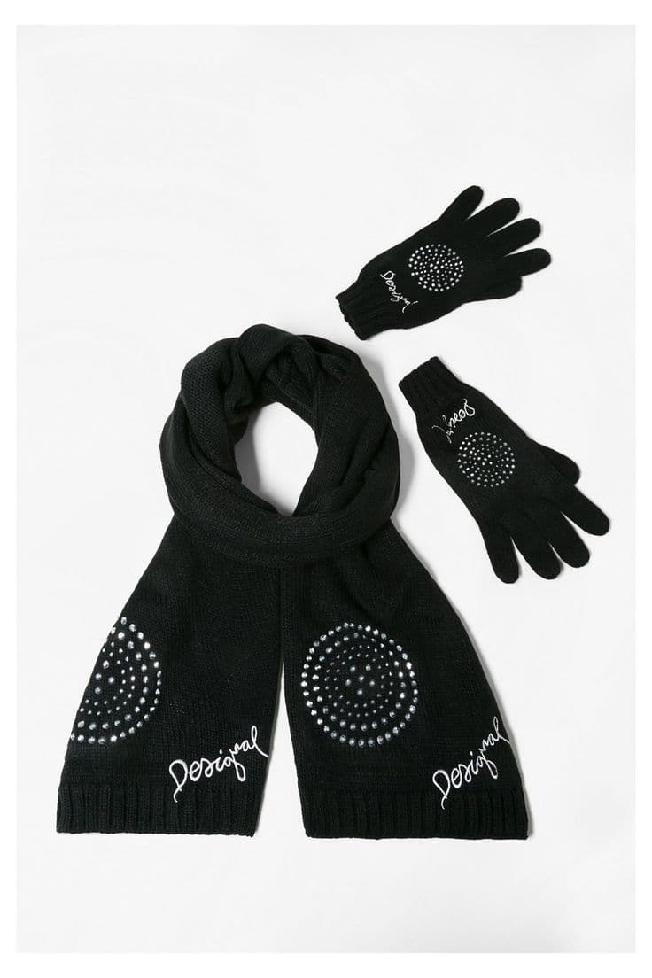Desigual Écharpe et gants strassés — vue 1