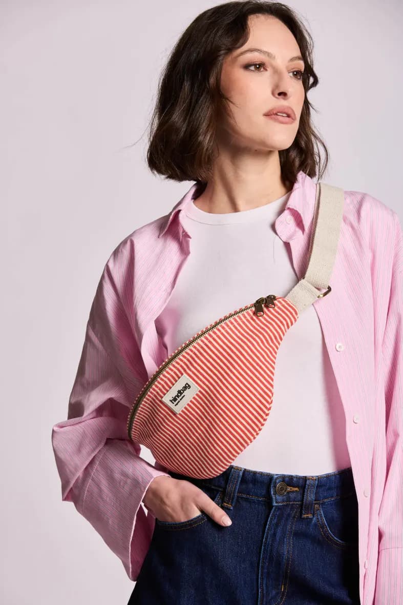 Hindbag Olivia rayures fines rouge