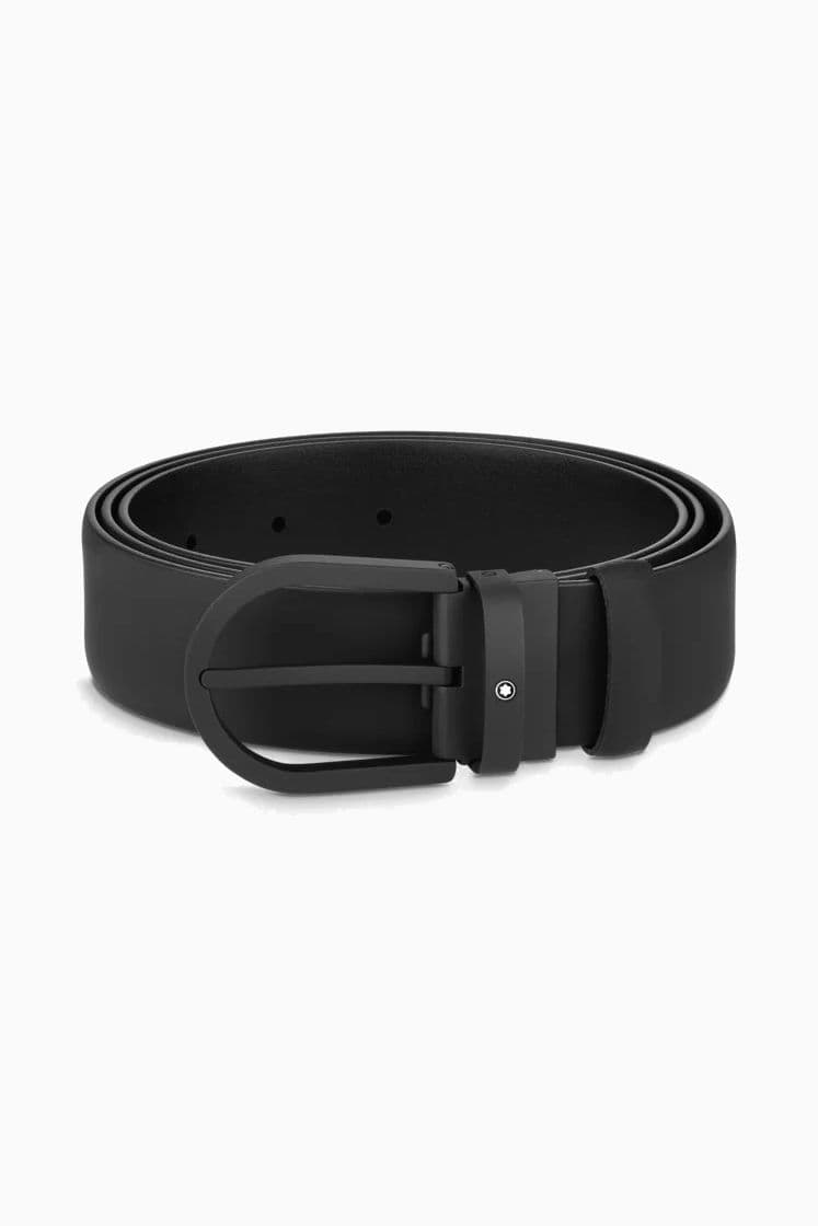 Montblanc Ceinture Boucle Fer à cheval Noir matte